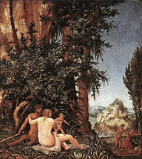 Albrecht Altdorfer Landscape with Satyr Family Norge oil painting art